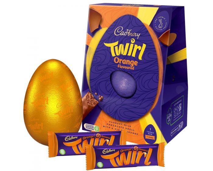 Cadbury Twirl ORANGE Easter Egg Large x 6