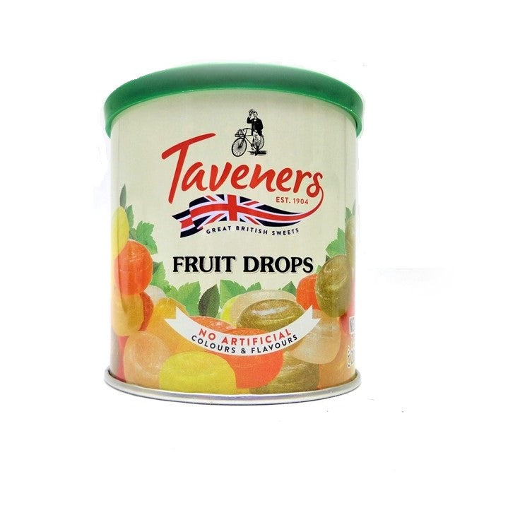 Taveners Fruit  Drops Tin 12 x 200g
